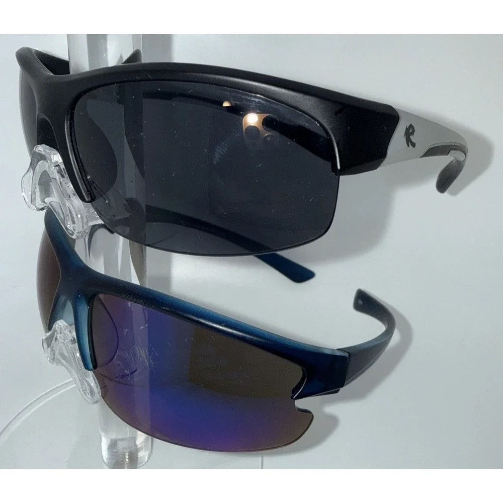 2 pairs Piranha Authentic Polarized Sport Sunglasses UV400 Black & Blue Wrapped